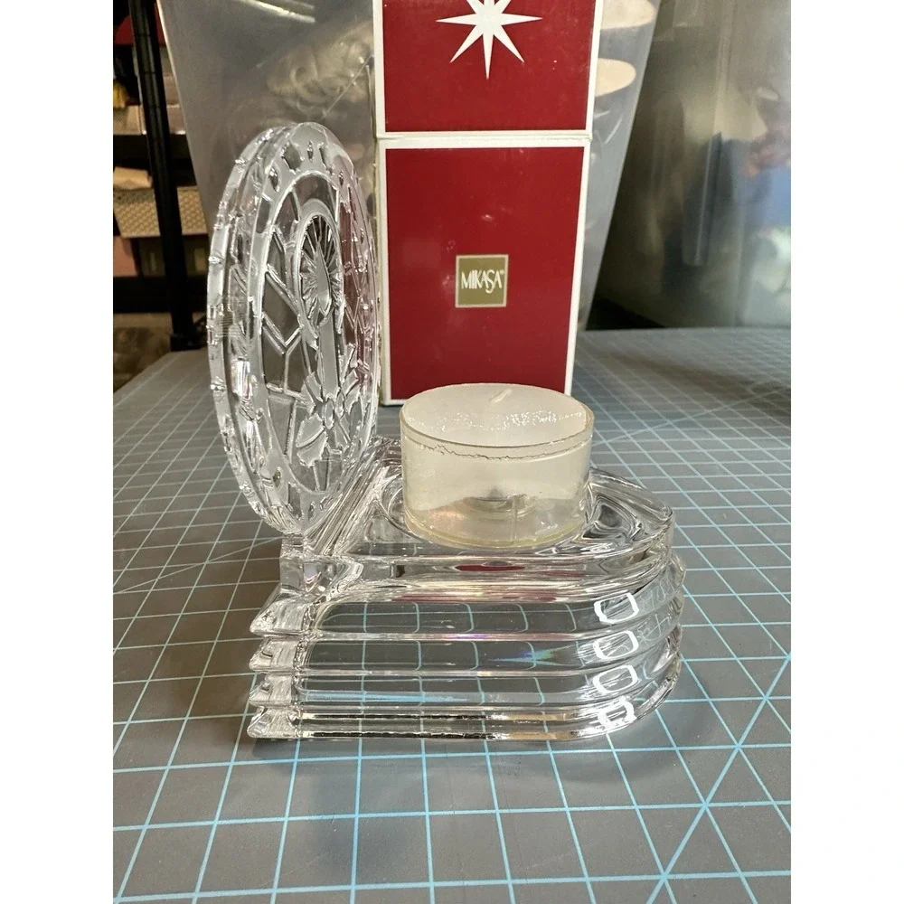 Mikasa Lead Crystal Germany Holiday Glow Votive Christmas Candle Holder